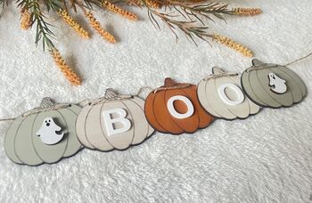 Boo Bunting Banner Halloween Wooden Party Garland, 4 of 9