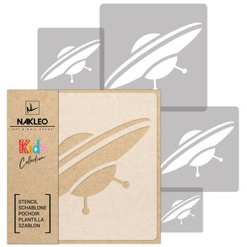Reusable Plastic Stencils Five Pcs Ufo With Brushes, 2 of 5