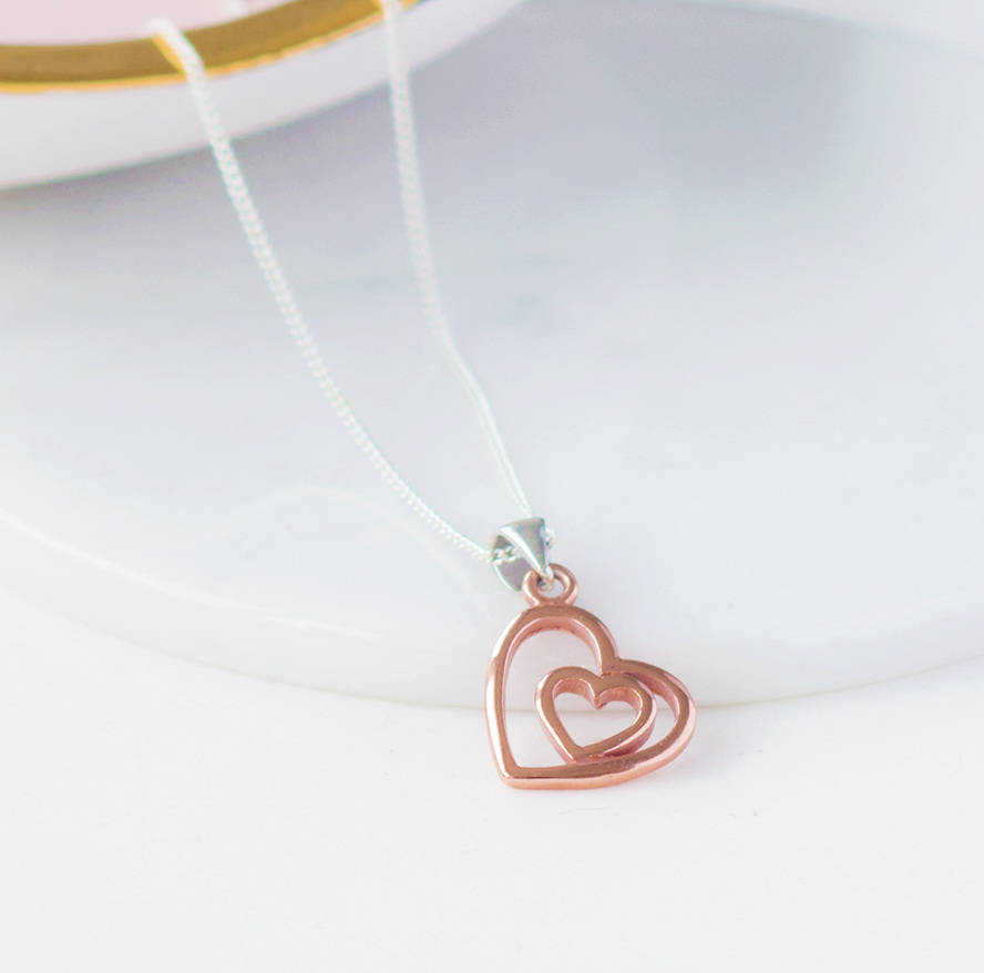 rose gold open heart necklace by peony love