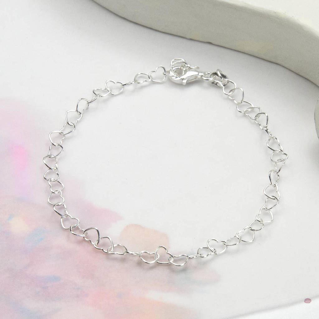 Sterling Silver Hearts Anklet, 1 of 4