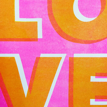 Eco Conscious Love Pink And Orange Typography Print, 3 of 3
