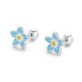 Sterling Silver Forget Me Not Flower 18 G Screw Back Stud Earrings With Ball Backs, thumbnail 6 of 11