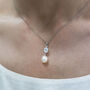 Teardrop Cubic Zirconia And Drop Pearl Necklace, thumbnail 1 of 2