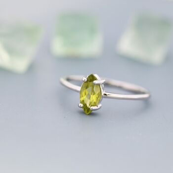 Genuine Green Peridot Crystal Ring In Sterling Silver, 5 of 12