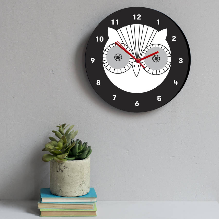 owl wall clock by karin Åkesson design | notonthehighstreet.com