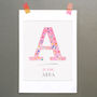 Floral Personalised Initial And Name Print, thumbnail 2 of 12