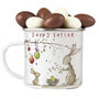 Personalised Easter Enamel Mug With Cute Rabbits, Festive Holiday Gift For Family And Friends, thumbnail 5 of 5