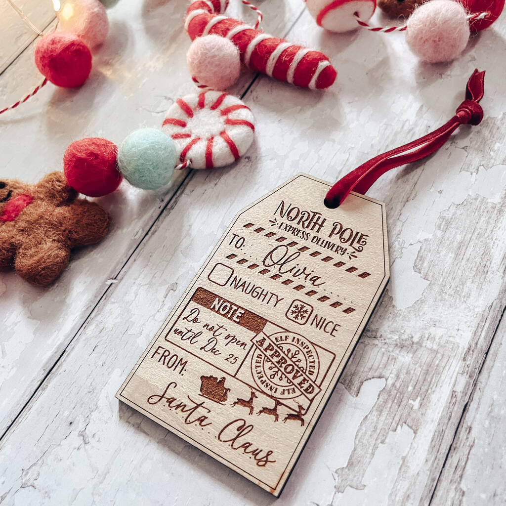 Personalised Wooden Naughty Or Nice Gift Tag By Fiaba ...