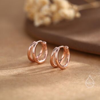 Sterling Silver Double Hoop Effect Earrings, 2 of 12