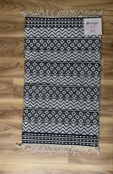 Black And White Geometric Patterned Rug, 69cm X 114cm, 3 of 3