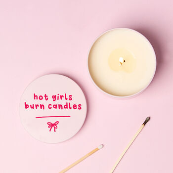 Funny Candle Lover Gift For Her Hot Girls Burn Candles Pink Tin, 2 of 6