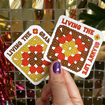 Granny Life Crochet Square And Hook Vinyl Stickers, 8 of 8