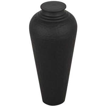 41cm Matt Black Hammered Metal Vase With Lid Home Decor, 2 of 5