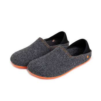 Snugtoes Men's Recycled Polyester Felt Slip On Slippers Grey And Orange, 4 of 5