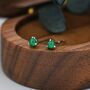 Natural Green Onyx Stud Earrings In Sterling Silver, thumbnail 5 of 12