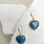 Dumortierite Puff Heart Gold Plated Earrings, thumbnail 3 of 4