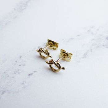 Yellow Gold Love Knot Earrings, 2 of 3