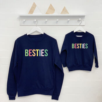 Besties Mum And Child Matching Sweatshirts Pastel, 2 of 2
