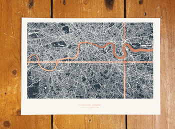 Personalised Metallic London Coordinates Map, 10 of 10