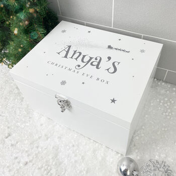 Personalised White Wooden Santa Sleigh Christmas Eve Box Three Sizes 22cm | 27cm | 30cm, 7 of 7