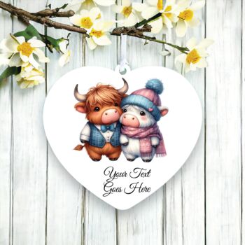 Personalised Cute Animal Couple Highland Cows, 2 of 2