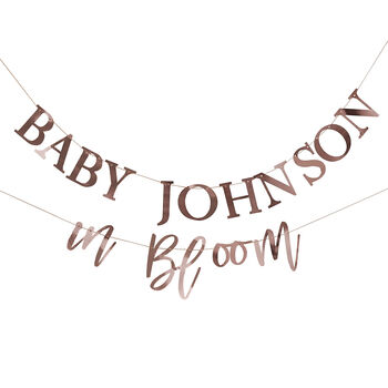 Rose Gold Customisable Baby Shower Bunting, 2 of 3