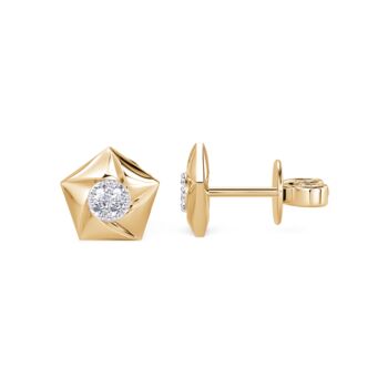 Yellow Gold And Diamond ‘540’ Stud Earrings, 2 of 3