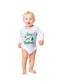 Personalised Baby Long Sleeve Bodysuit 1st Christmas, 6 of 7