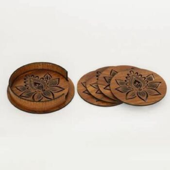 Wooden Tea Coaster With Stand For Dining/Office Table, 2 of 4