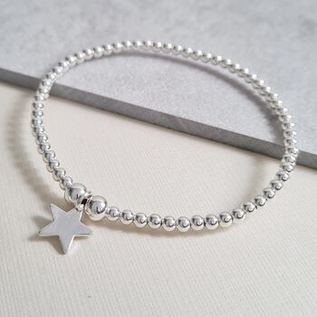 Sterling Silver Bracelet With Silver Star Charm, 3 of 5