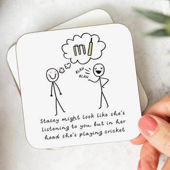 Personalised Coaster 'Playing Cricket', 2 of 2