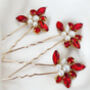 Red Crystal And Pearl Hair Pins, thumbnail 1 of 5