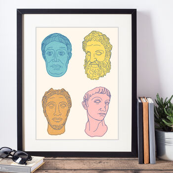 Ancient Male Portraits Illustrative Art Print, 4 of 5