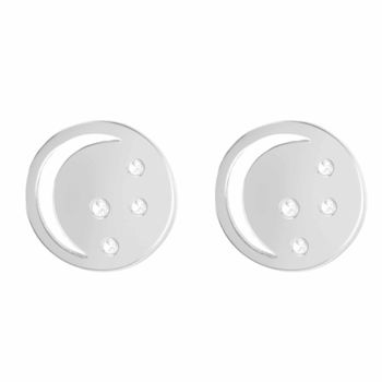 Sterling Silver Eclipse Moon Studs White Topaz, 3 of 4