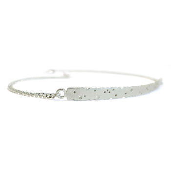 Diamond Silver Bar Bracelet With Patterning, 3 of 3