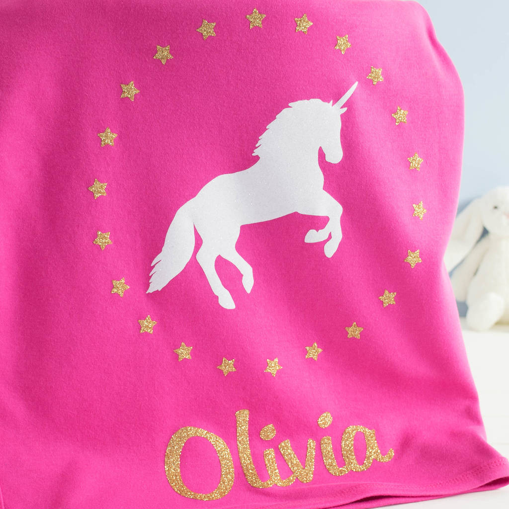 Personalised Sparkly Unicorn Baby Blanket By nickynackynoo