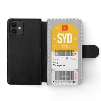 Personalised Leather Sydney Design Wallet Flip Case, 4 of 9