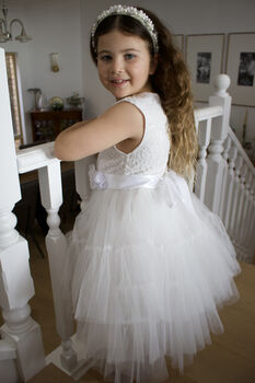 Juniper In Ivory White Party Or Flower Girl Dress, 8 of 10
