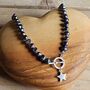 Navy Freshwater Pearl Star Charm Necklace, thumbnail 1 of 2