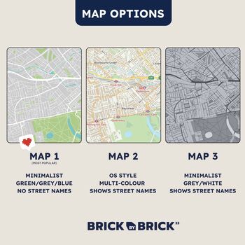 Personalised Map Print Made With Lego® Bricks: Anniversary And Engagement Present, 5 of 7