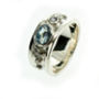 Silver Blue Topaz And Cubic Zirconia Drum Ring, thumbnail 1 of 4