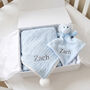 Personalised Blue Sherpa Blanket And Lion Comforter Set, thumbnail 2 of 8