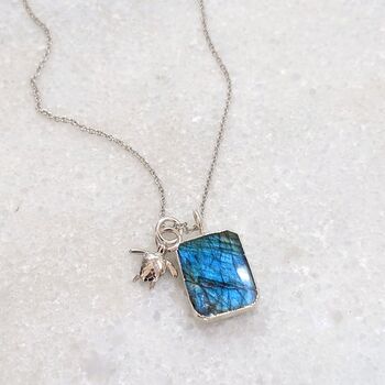 The Duo Labradorite Necklace, Silver, 8 of 12