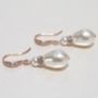 Rose Gold Plated Teardrop Pearl And Crystal Earrings, thumbnail 1 of 4