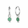 Hoop Earrings With Green Onyx Charm In Sterling Silver, thumbnail 1 of 5