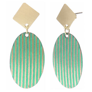 Hema Oval Earrings, Green, 4 of 4