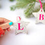 Personalised Marble Effect Star With Neon Initial, thumbnail 2 of 4