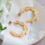 Willow Leaf Gold Hoop Earrings, thumbnail 1 of 9