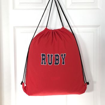 Personalised Pe Kit Cotton Pump Bag Red, 3 of 9
