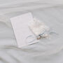 Personalised Mother Of Pearl Lace Tie Style Wedding Garter, thumbnail 8 of 10